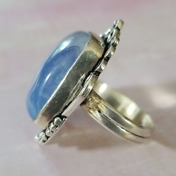 Hand Crafted Milky Opal .925 Sterling Silver Statement Ring SZ 8 3/4 - Picture 13 of 16